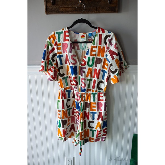 Anthropologie Farm Rio breezy linen blend romper small NEW - Picture 2 of 4